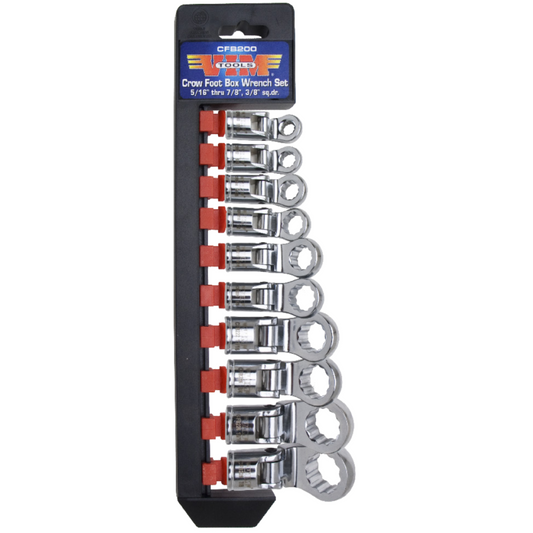 Crow Foot Box Head Swivel Set SAE INCH 5/16" thru 7/8", 3/8” Square Drive