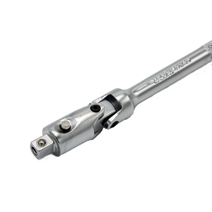 6" OAL 1/4" Dr. Double Joint Universal Locking Extension with Spring-Loaded Male End