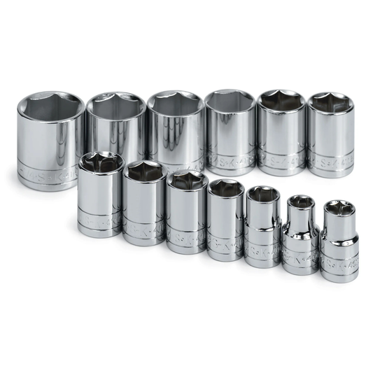 13 Piece 1/2" Drive 6 Pt Standard Fractional Socket Set