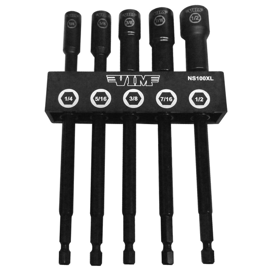 SAE/Inch Extra Long Nut Setter Kit, 6″ OAL 1/4″, 5/15″, 3/8″, 7/16″, & 1/2″