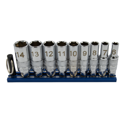 Deep Dual Drive Metric Socket Set – 1/4" Square Drive, 11mm & 13mm Hex Outer Drive (6mm - 14mm)