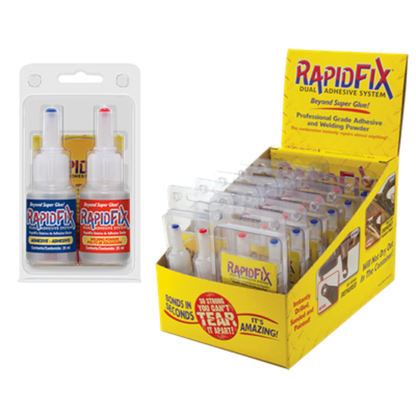 RapidFix - Professional Dual Adhesive System, 25 ml (Single Pack, 12 Pack, Case of 6 / 12-Packs)