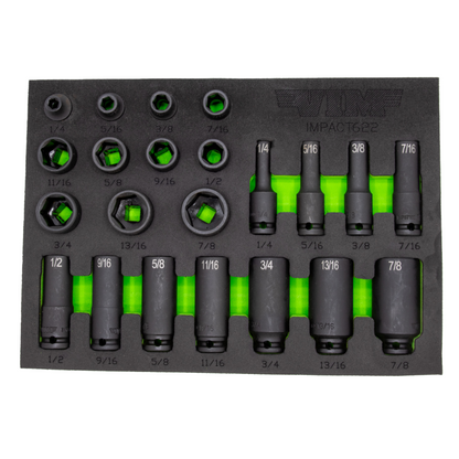 22 Piece 3/8″ Drive SAE Impact Socket Set