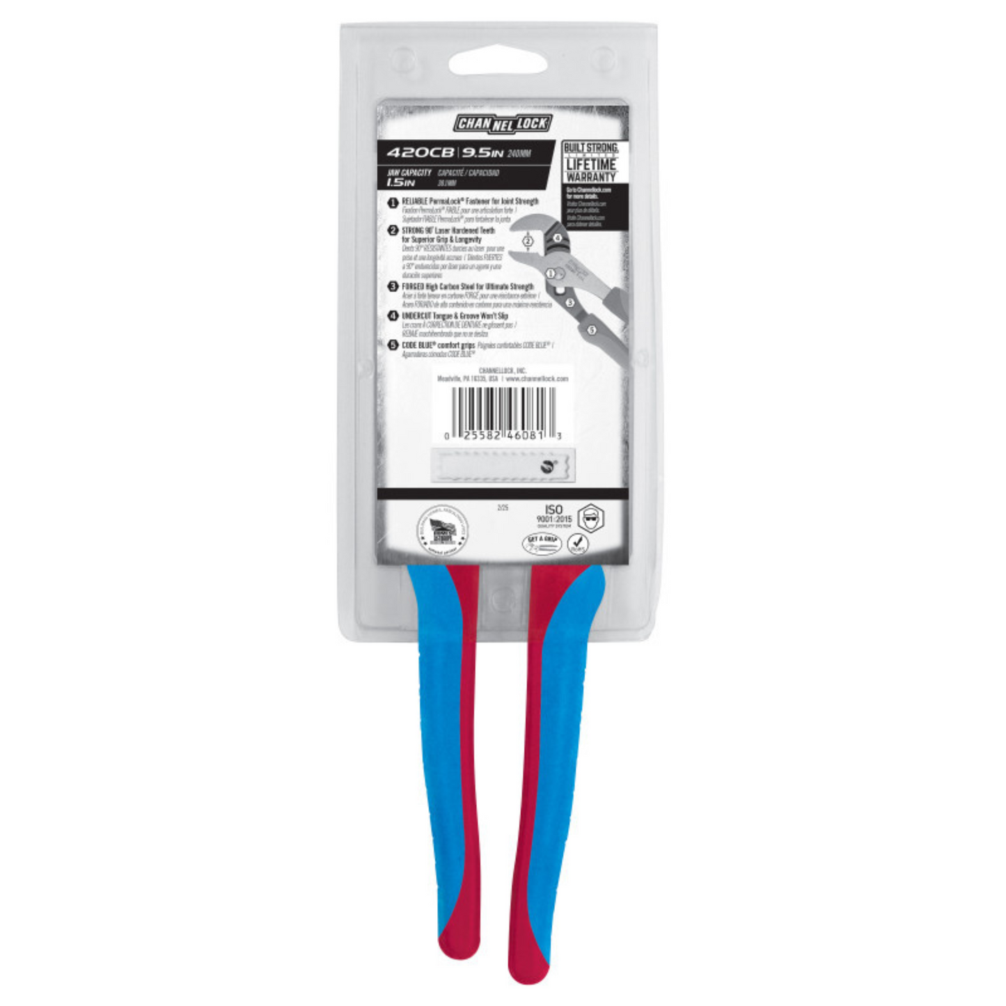 Channellock 9.5-Inch CODE BLUE® Straight Jaw Tongue & Groove Pliers