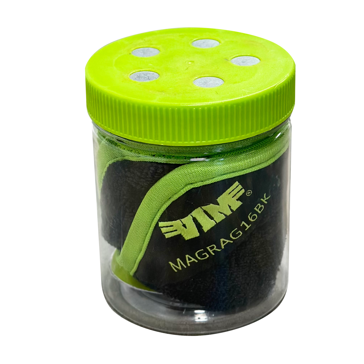 16'' X 16'' MAGNETIC MICROFIBER RAG - BLACK & GREEN