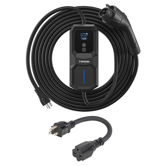 TOPDON AC L2 Port EV Charger, 16A, 3.7KW, N6-20 Plug to 5-15 Adpt.