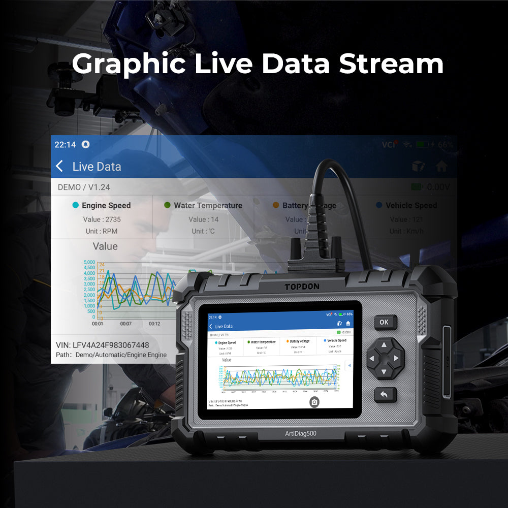 TOPDON 5" Scan Tool - PCM/TCM/ABS/SRS Lifetime Updates 3 Ser Func