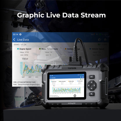 TOPDON 5" Scan Tool - PCM/TCM/ABS/SRS Lifetime Updates 3 Ser Func