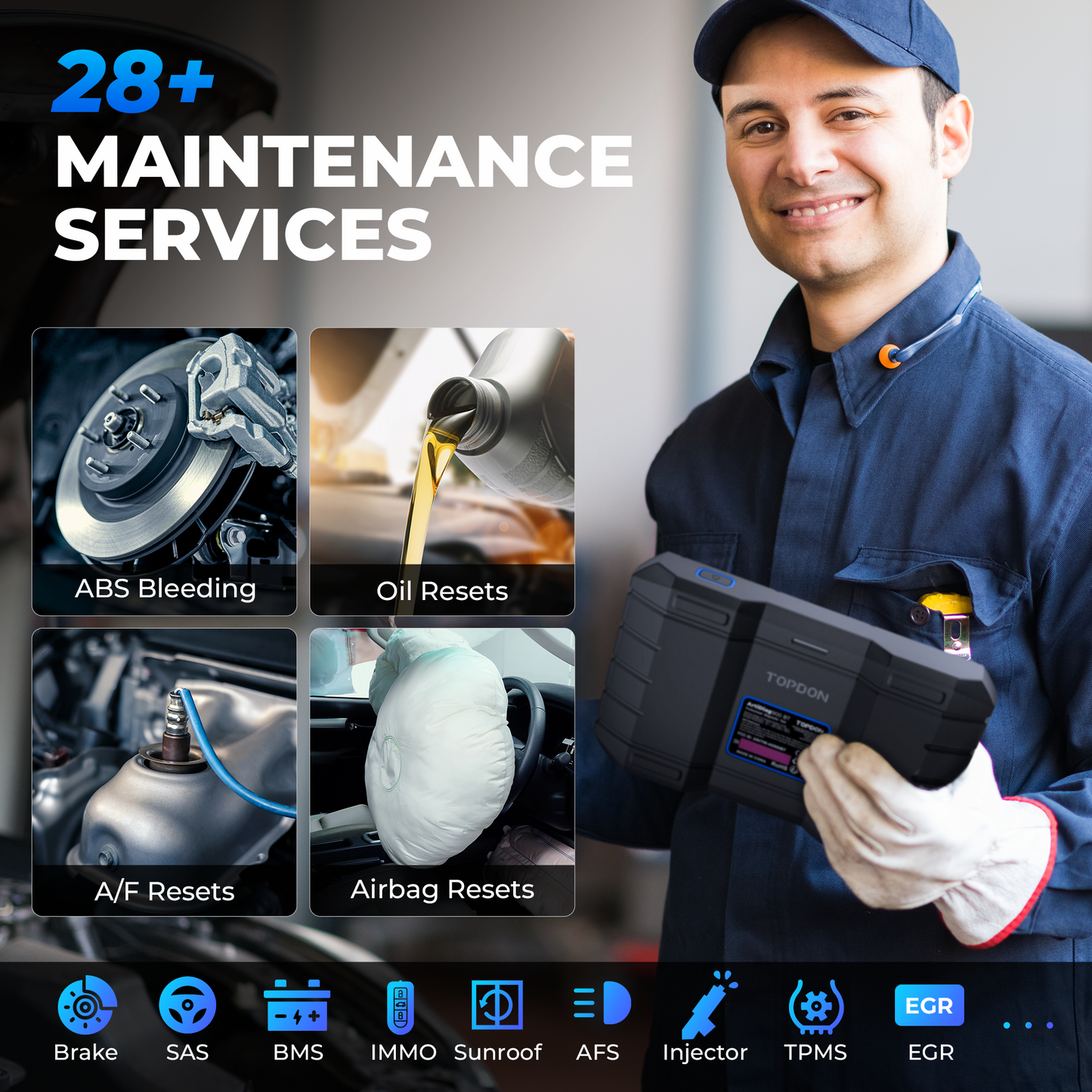 TOPDON 7" Bluetooth Scan Tool w/Serv Functions & Bi-Directional