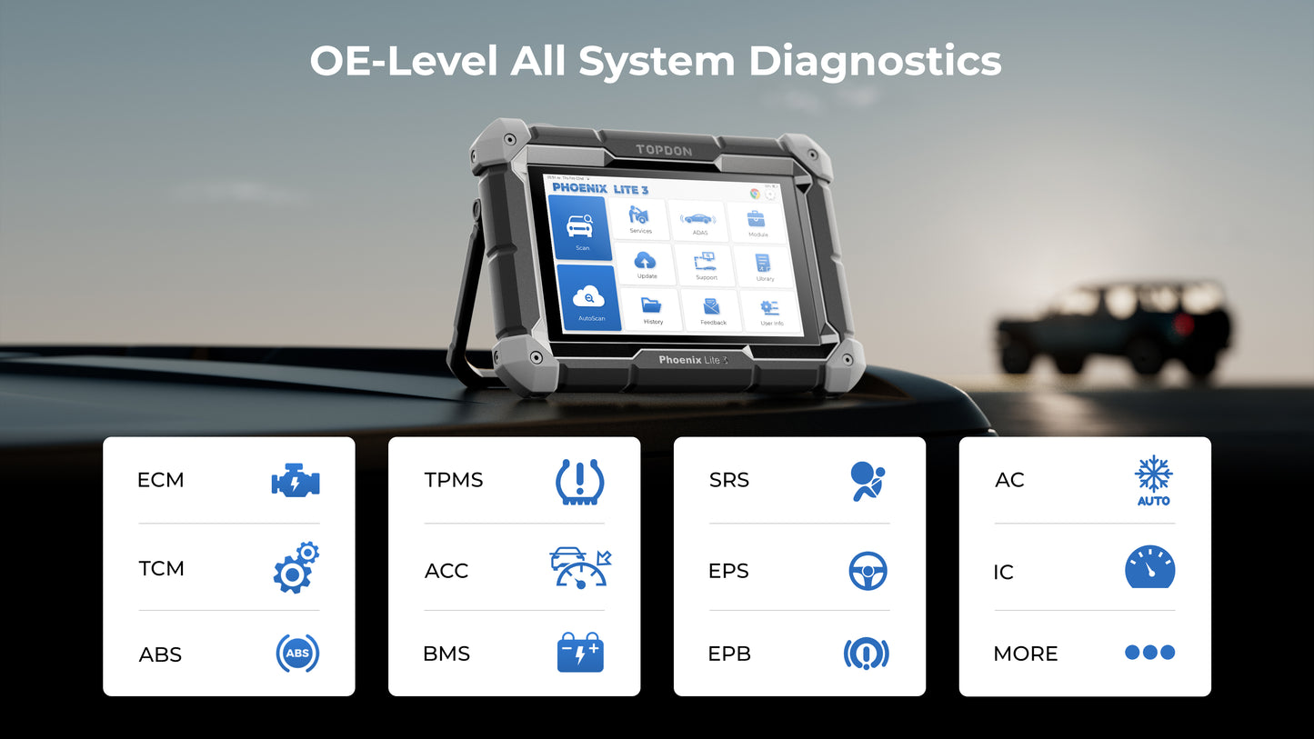 TOPDON 8" OE-Level Scan Tool, Serv Funcs, Bi-Directional Controls