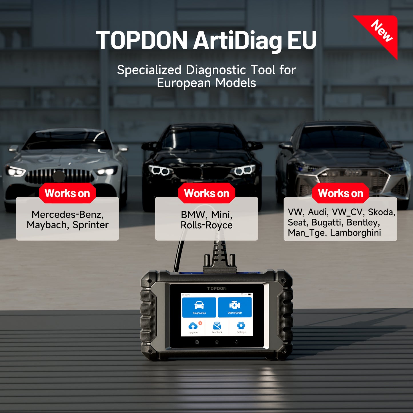 TOPDON 4" Scan Tool for Euro Vehicles, ECU Coding, Free Updates