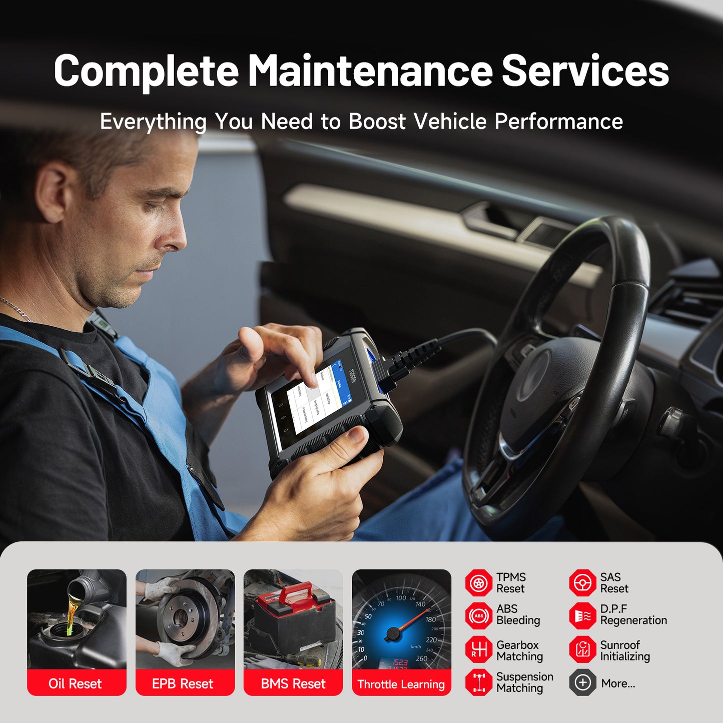 TOPDON 4" Scan Tool for Euro Vehicles, ECU Coding, Free Updates