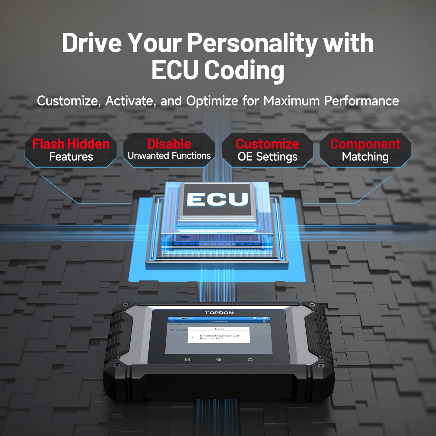 TOPDON 4" Scan Tool for Euro Vehicles, ECU Coding, Free Updates