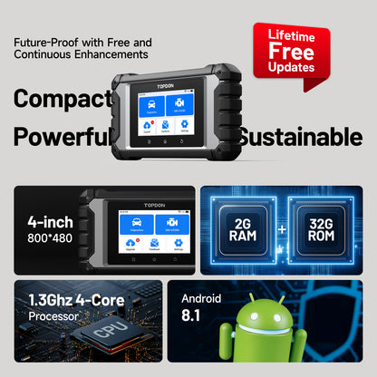 TOPDON 4" Scan Tool for Euro Vehicles, ECU Coding, Free Updates