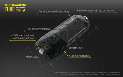 Nitecore TUBE v2 55 Lumen Rechargeable Keychain Flashlight