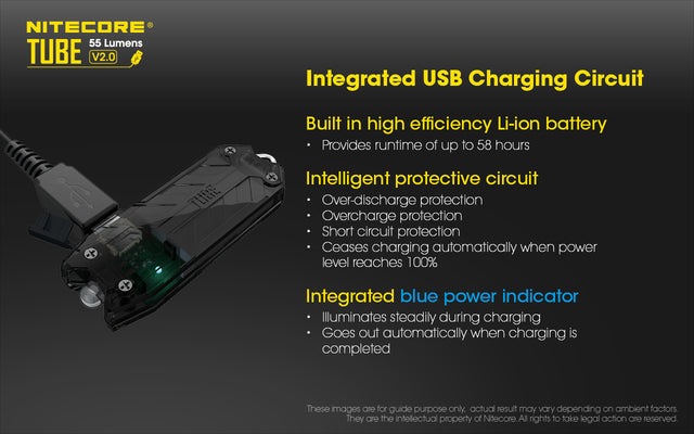 Nitecore TUBE v2 55 Lumen Rechargeable Keychain Flashlight