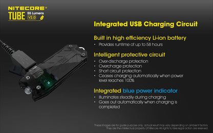 Nitecore TUBE v2 55 Lumen Rechargeable Keychain Flashlight