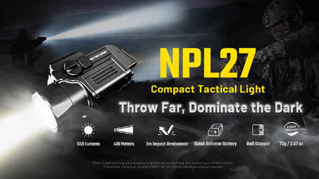 Nitecore NPL27 650 Lumen Rechargeable Long-Throw Compact Rail Mount Flashlight