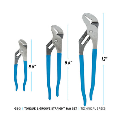 Channellock 3pc Tongue & Groove Pliers Set