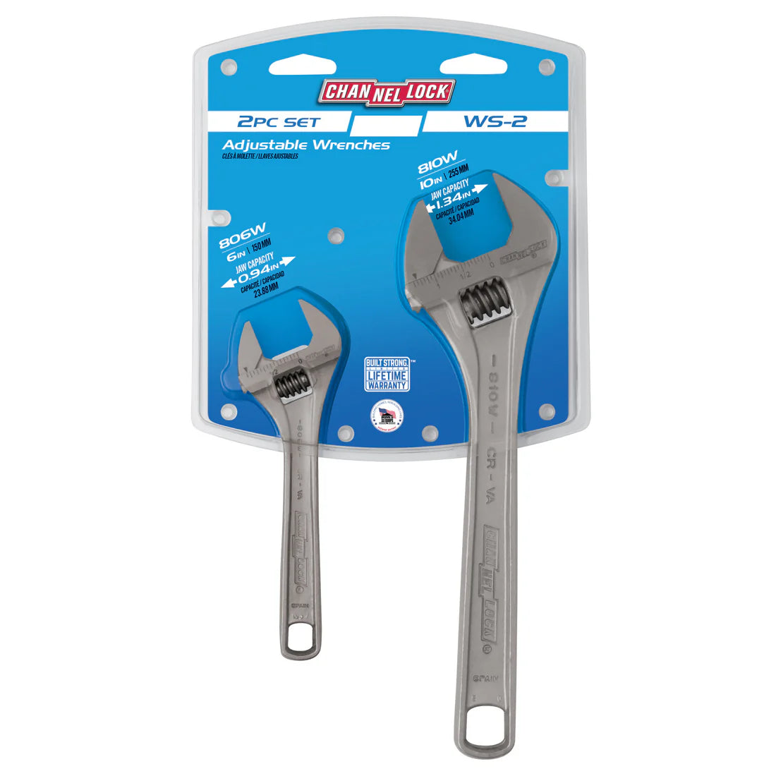 Channellock 2pc Adjustable Wrench Set