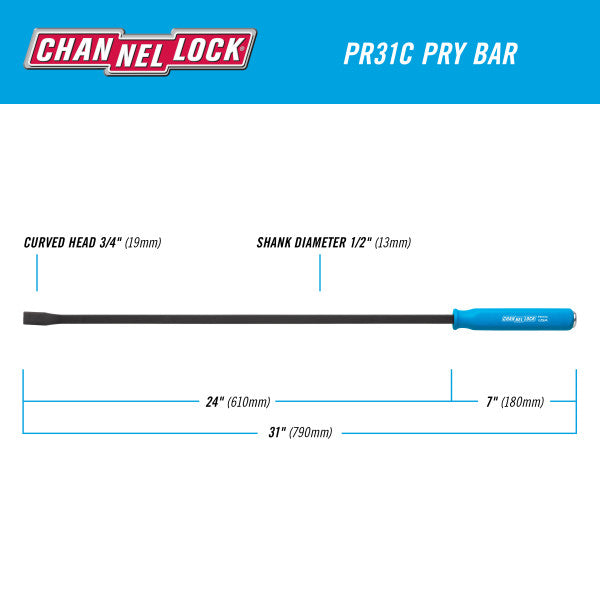 Channellock 1/2 x 24-inch Professional Pry Bar, 31-inch Overall Length