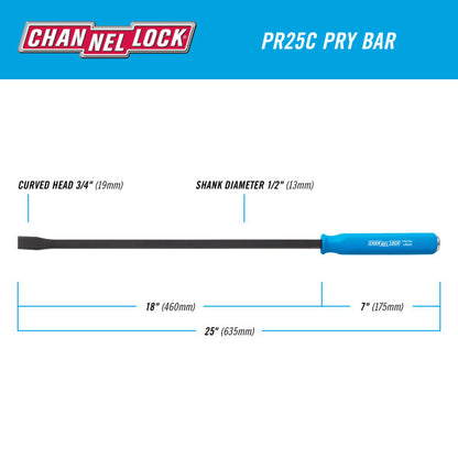 Channellock 1/2 x 18-inch Professional Pry Bar, 25-inch Overall Length